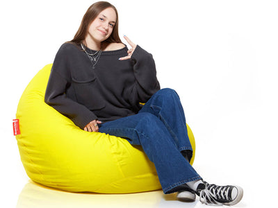 Medium Bab babzsákfotel - Pamut Retro - Citromsárga (Belső huzattal) - HuppanjBele.hu