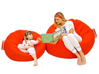 Junior Bab babzsák és XL Bab babzsákfotel Pamut Retro- Piros huzattal