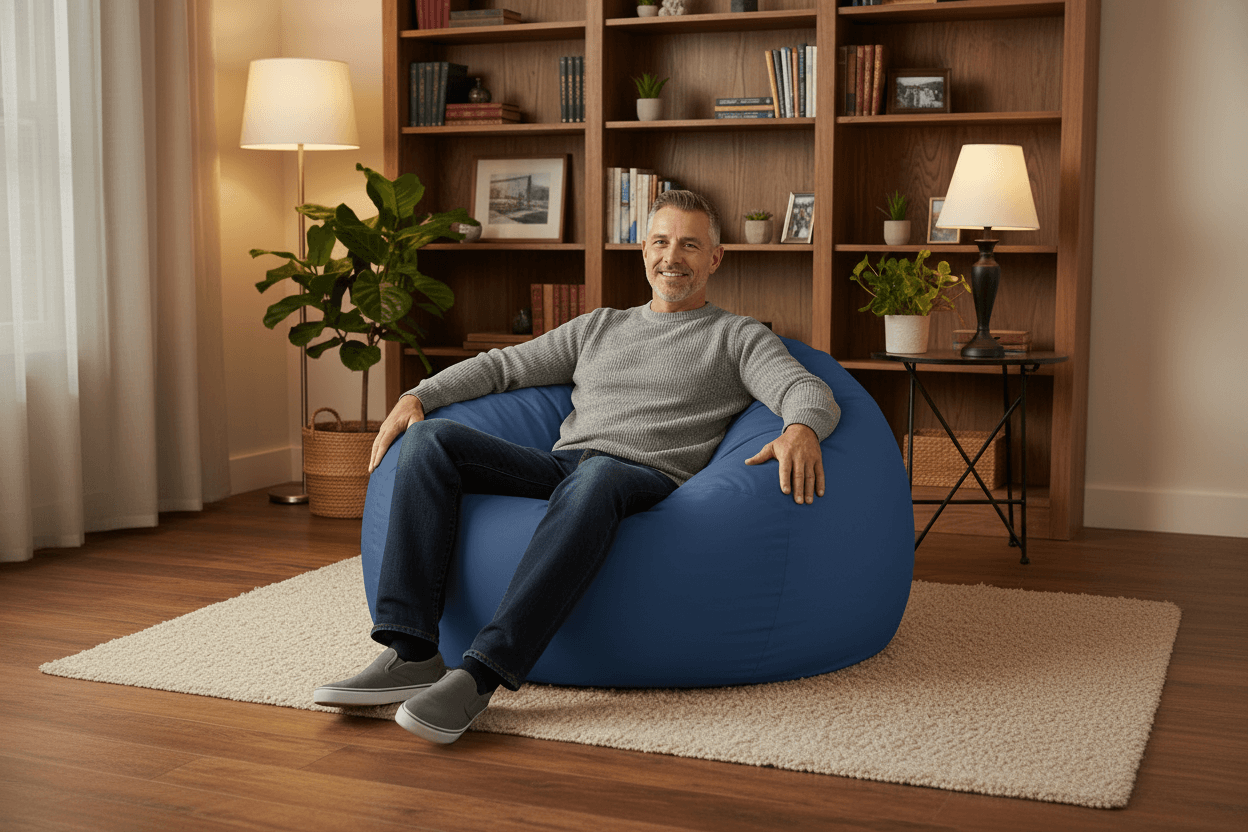XL Bab babzsákfotel, Pamut Retro - Égszínkék (belső huzattal)