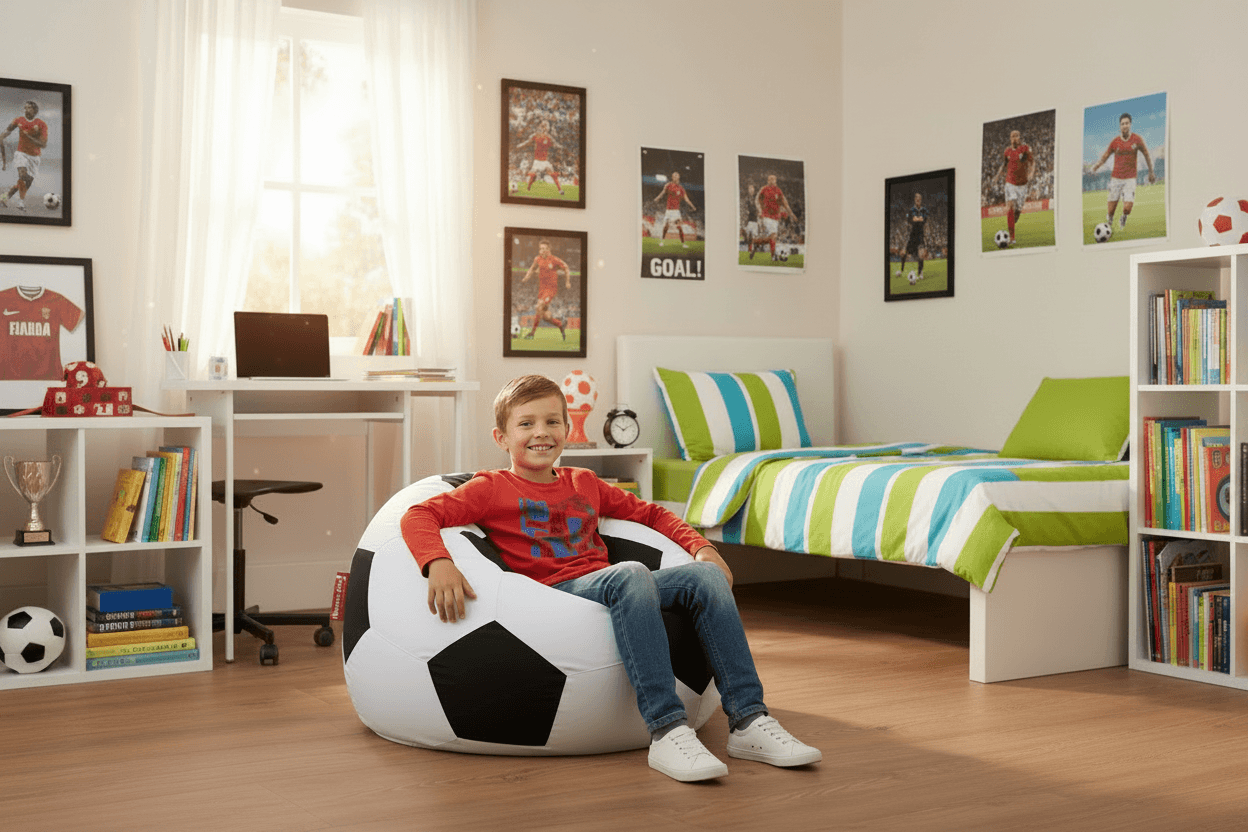 Foci Babzsák Junior egy focikedvelő kisfiú szobájában - HuppanjBele.hu