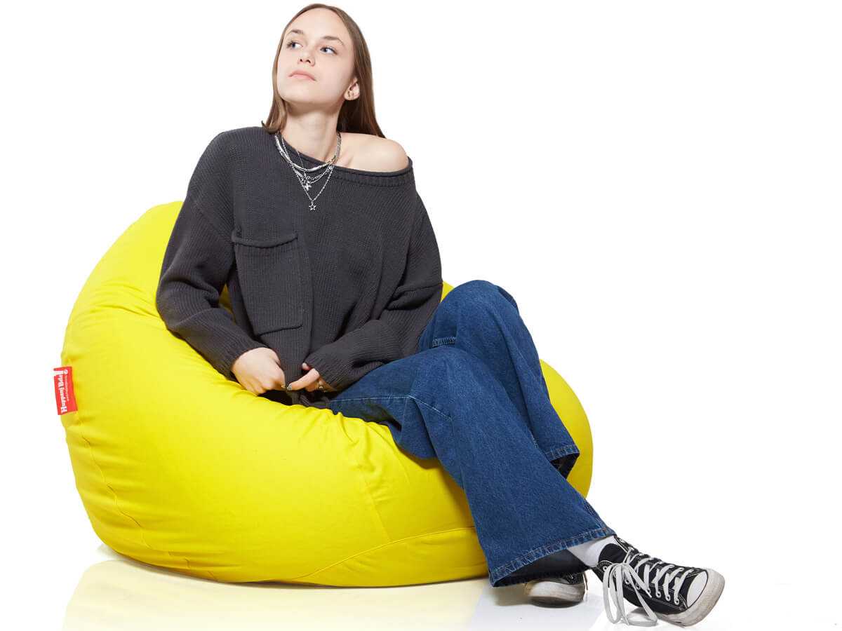 Medium Bab babzsákfotel, Pamut Retro - Citromsárga (belső huzattal) 1 - HuppanjBele.hu