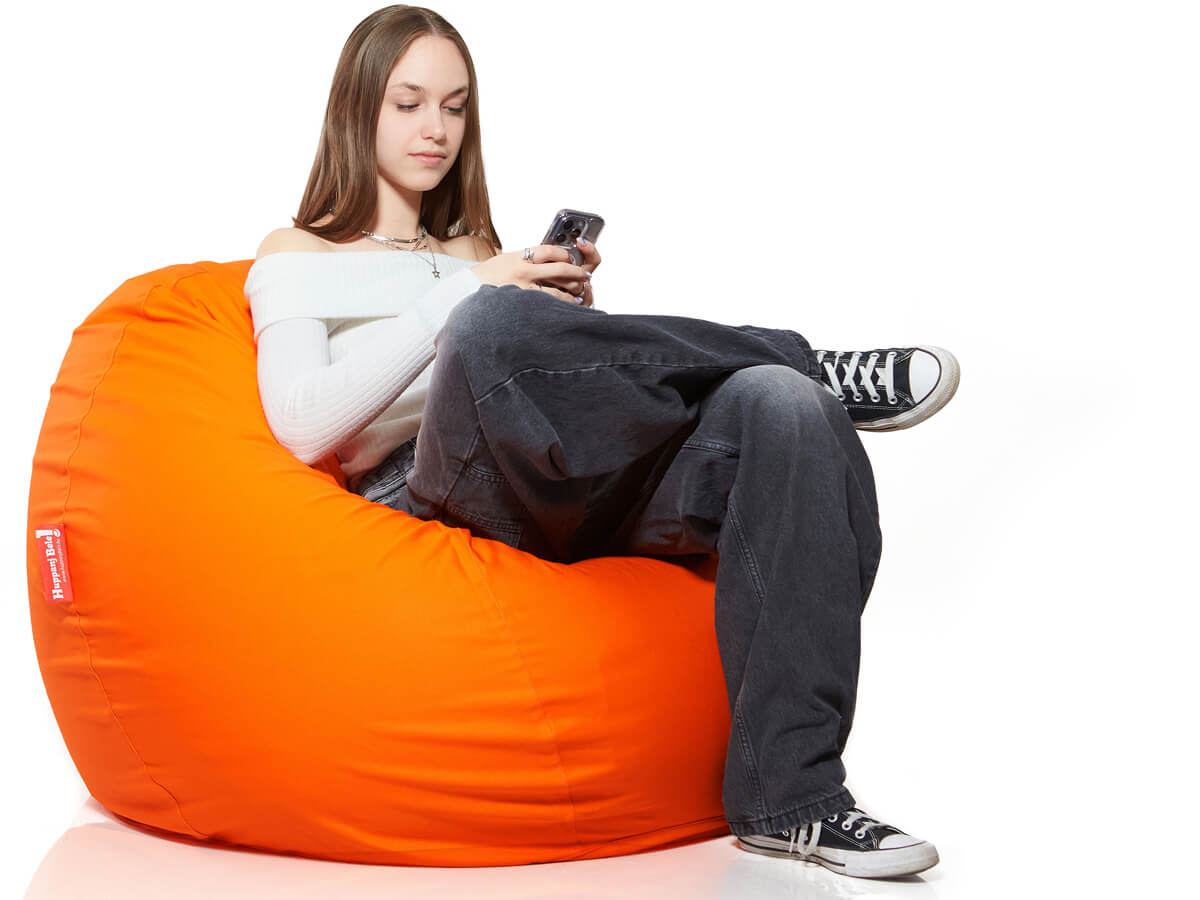 Medium Bab babzsákfotel, Pamut Retro - Narancs (belső huzattal) - HuppanjBele.hu