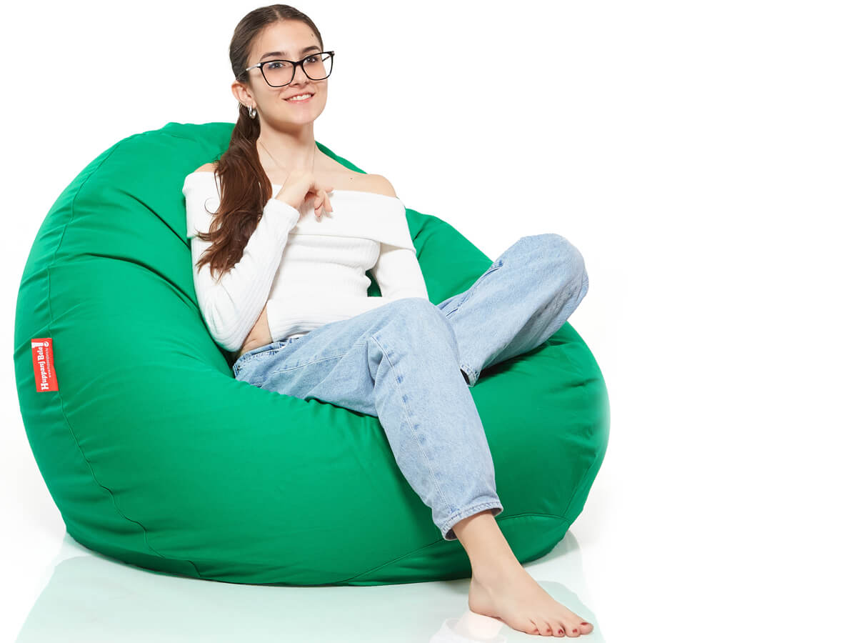 Medium Bab babzsákfotel, Pamut Retro - Mol Zöld (belső huzattal) - HuppanjBele.hu