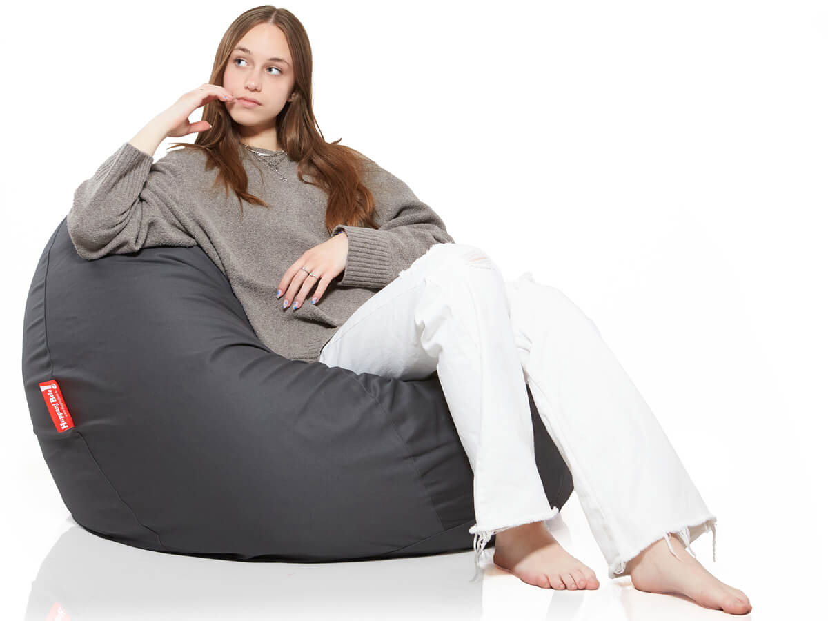 Medium Bab babzsákfotel, Pamut Retro - Sötétszürke (belső huzattal) - HuppanjBele.hu