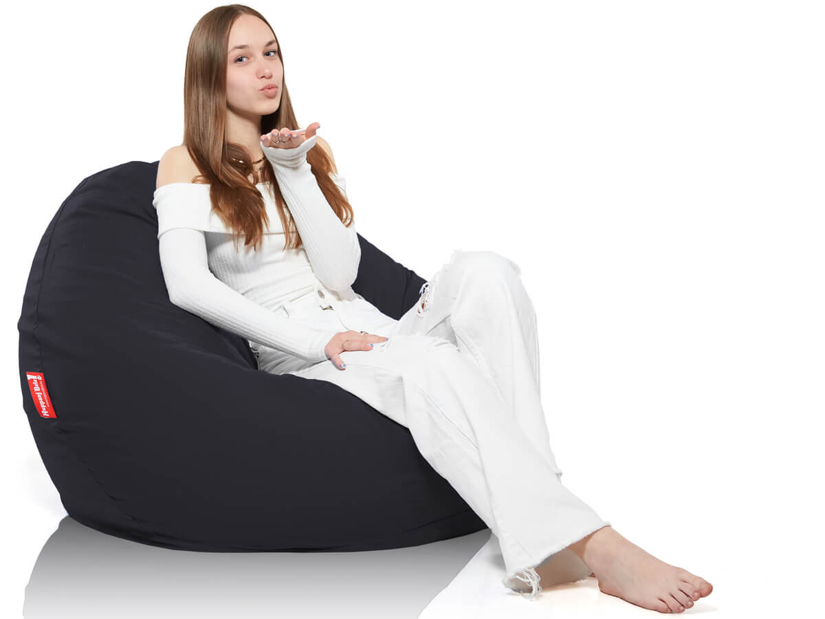 Medium Bab babzsákfotel, Pamut Retro - Fekete (belső huzattal) - HuppanjBele.hu